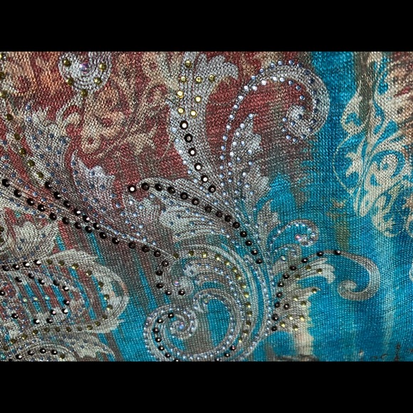 CALSTYLE Tunic Turquoise & Golden Brown Size 2XL - Picture 4 of 8